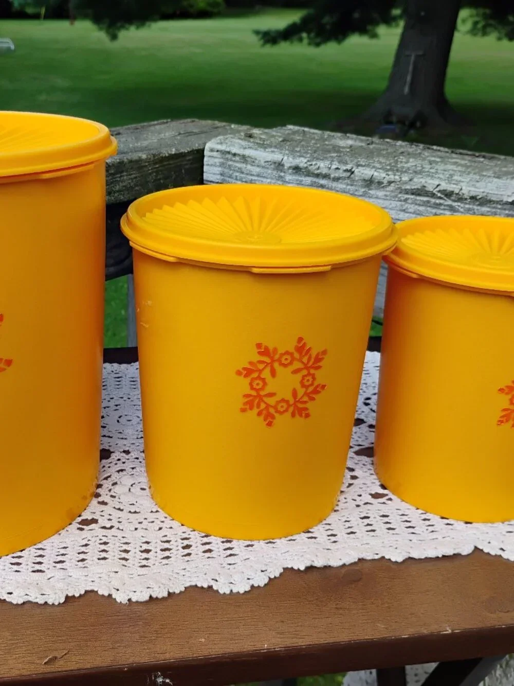 Servalier Canisters by Tupperware Set of 3 Golden Harvest Yellow vintage 1970s